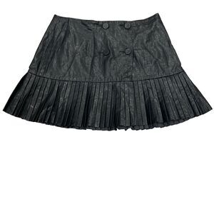 Zara Faux Leather Skirt Womens L Pleated Mini Festival Concert School Girl